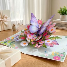 Butterfly Themed Pop Up Greeting Card Warm Message Card for Mother's Day
