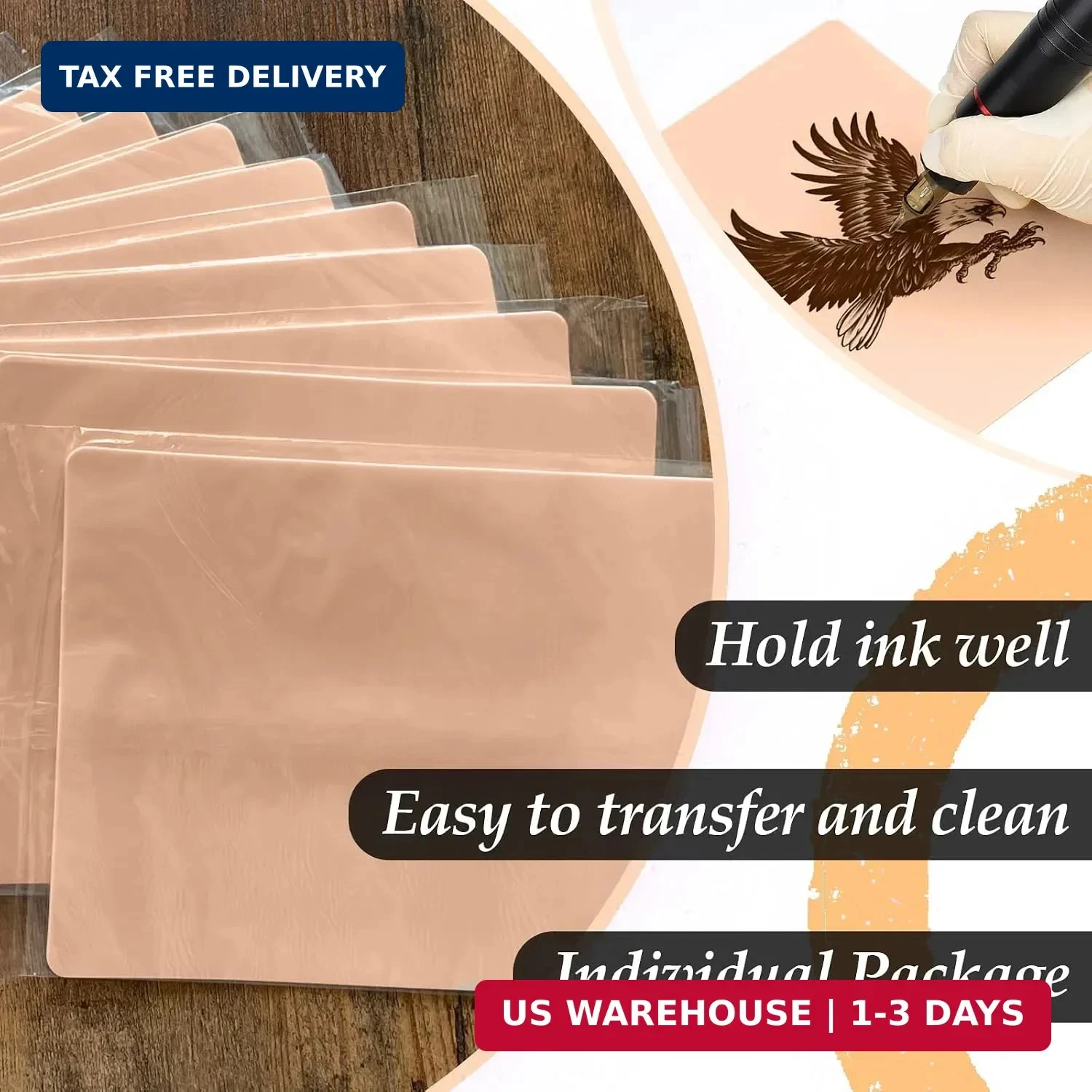 Yuelong 20Pcs Tattoo Practice Skins Blank Fake Skin for Tattoo Supplies - product detail image 3