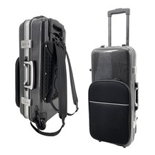 Alto Saxophone Case with Wheels,Strap Carbon Fiber Hard Shell Durable Black