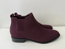 NWOB VIVAIA Square-Toe Water-Repellent Ankle Chelsea Boots Shoes 40/US 9, Plum
