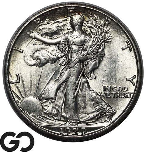 1929-D Walking Liberty Half Dollar, Hard Find This Nice, Solid Gem BU++ Key Date