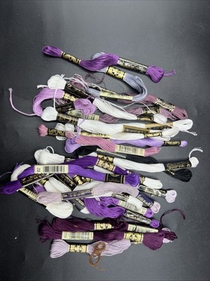 Lot Of 25+  DMC Floss Needlepoint Cross-stitch Thread Purple Theme Colors