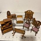 Dollhouse Miniature Wooden Furniture Set 8 Pieces -Mostly Intact-Easy Fix-