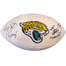 Keenan Mccardell And Jimmy Smith Autographed Jacksonville Jaguars Logo Football