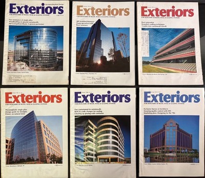 (6) 1986-89 EXTERIORS Magazine Designers Roof Wall Glazing Engineer Architect