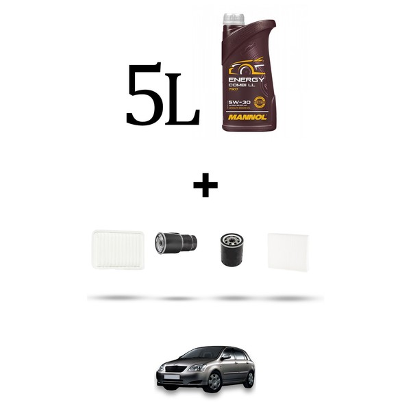 Hoffcar Wartungsset 4 Filter Und 5L ÖL FüR Toyota Corolla Ix (E12/E13) 1.4 D-4-image