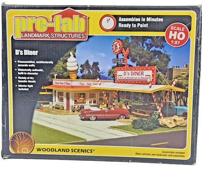 Woodland Scenics PF5188 D's Diner Spur HO Pre-Fab Gebäude Wahrzeichen Modell verpackt