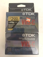 TDK 2-Pack 30 Min VHS-C Super High Grade Camcorder Blank Tapes - NIP 2 pk