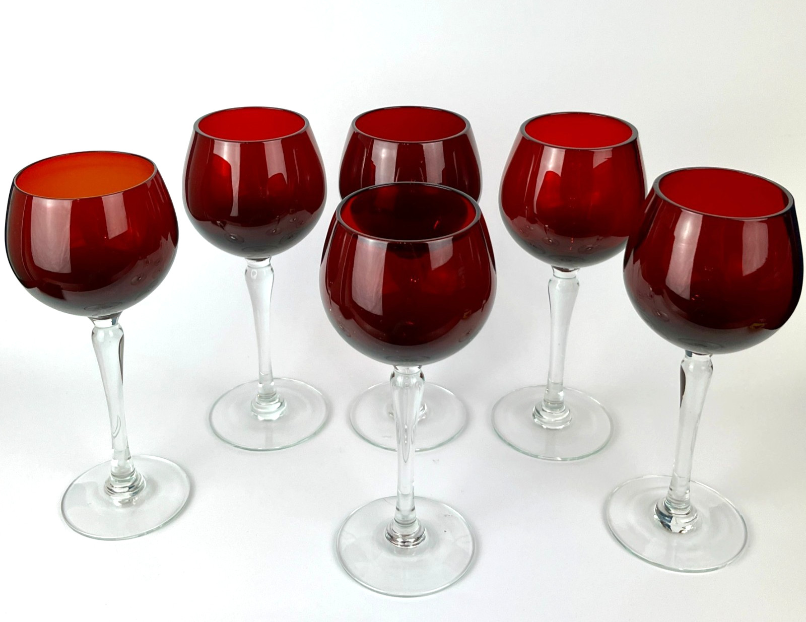 Vintage Bohemia Ruby Red Crystal Wine Glasses Set of 6 Czech Crystal Goblets image 2