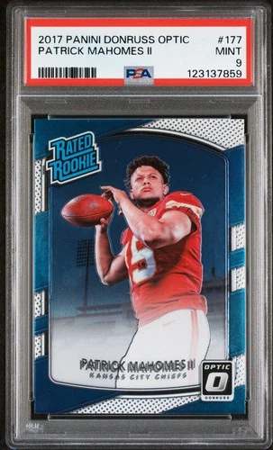2017 PANINI DONRUSS OPTIC #177 PATRICK MAHOMES II ROOKIE RC PSA 9