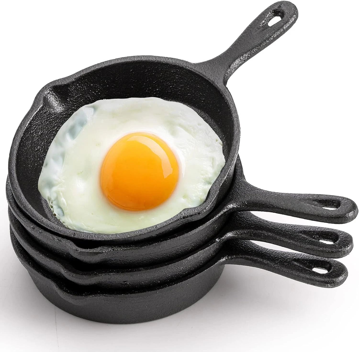 Hiceeden 4 Pack Mini Cast Iron Skillet, 4" Small Frying Pans with Black