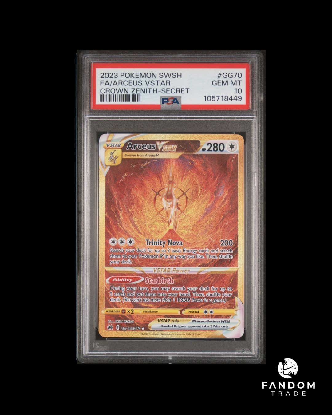 PSA 10 GEM MT Arceus VSTAR Gold Secret GG70/GG70 Pokemon Crown Zenith GG