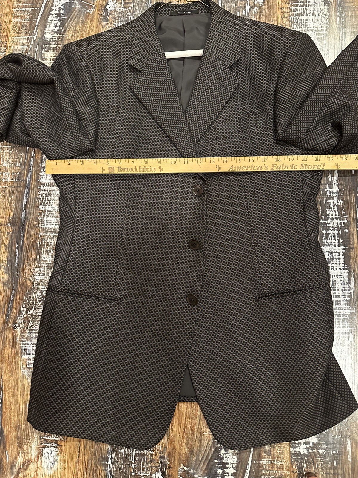 $1,500 Armani Collezioni Dk Brown Raised Texture Silk Wool Blend Blazer 44R Coat