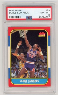 1986 FLEER BASKETBALL #29 JAMES EDWARDS PSA 8 NM-MT PHOENIX SUNS