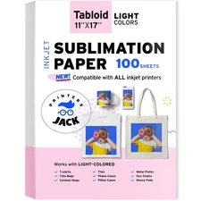 Printers Jack Sublimation Paper 11x17 inches 100 Sheets 120gsm Compatible wit...