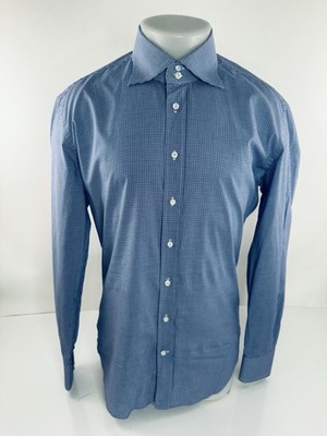 EMANUELE MAFFEIS - 42 / 16.5 Slim Altered Pegged Athletic Plaid Dress Shirt