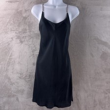 Victoria's Secret Silk Slip Dress Lingerie Womens Size Large Black Lounge