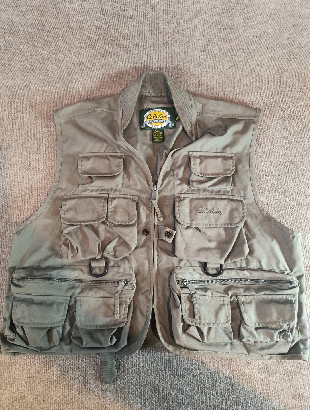 Cabelas Vest Mens M Pockets Full Zip Utility Hunting Fishing Photography Khaki