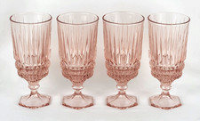 Fostoria Heritage Pink Crystal Set of 4 Ice Tea Goblets Glasses 7 1/8