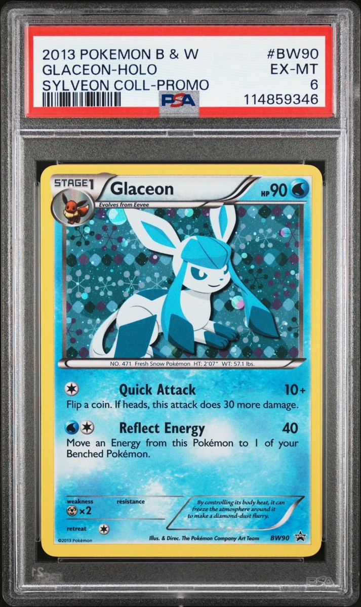 2013 POKEMON BLACK STAR PROMO GLACEON #BW90 HOLO PSA 6 EX