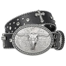 Cowboy Cowgirl Belts for Women Men Western Belts for woman Rhinestone Belt Wi...