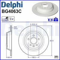 2X Bremsscheibe Delphi BG4063C 2 Bremsscheiben Hinterachse Hinten