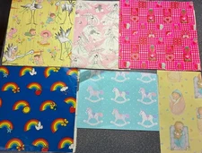 Vintage Wrapping Paper Sheet Lot- Birthday, Baby Shower, Wedding