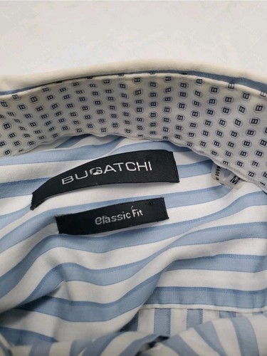 Bugatchi Shirt Mens Medium Blue White Striped Classic Fit Long Sleeve Button Up - Picture 3 of 13