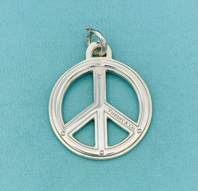Tiffany & Co. Huge Peace Sign Charm Pendant & Clasp Ring Silver w
