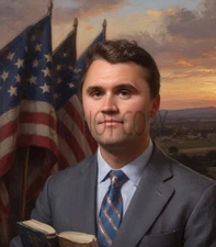 Charlie Kirk MAGA Christian Oil Painting Style Print AI Generated 8X10 Print