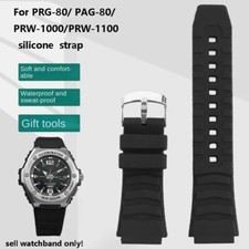 25-20mm Silicone Watch Straps For Casio PRG-80 PAG-80 PRW-1000/1100 Raised Metal