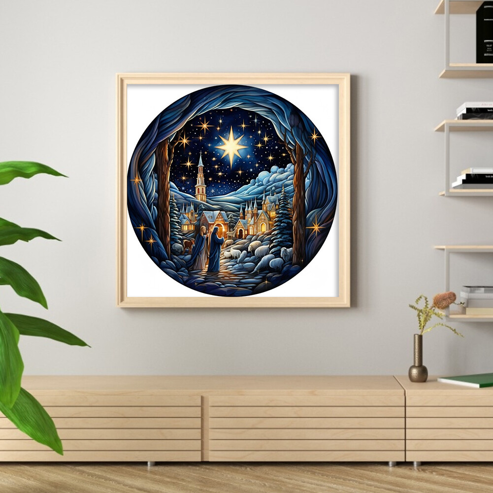 5D DIY Full Round Drill Diamond Painting Night Scene Kit Home Decor ...