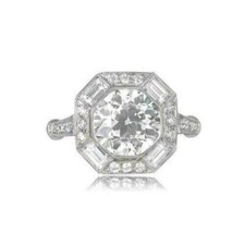 White Art Deco 1.4Ct Round Cut Cubic Zirconia Wedding Engagement Ring 925 Silver