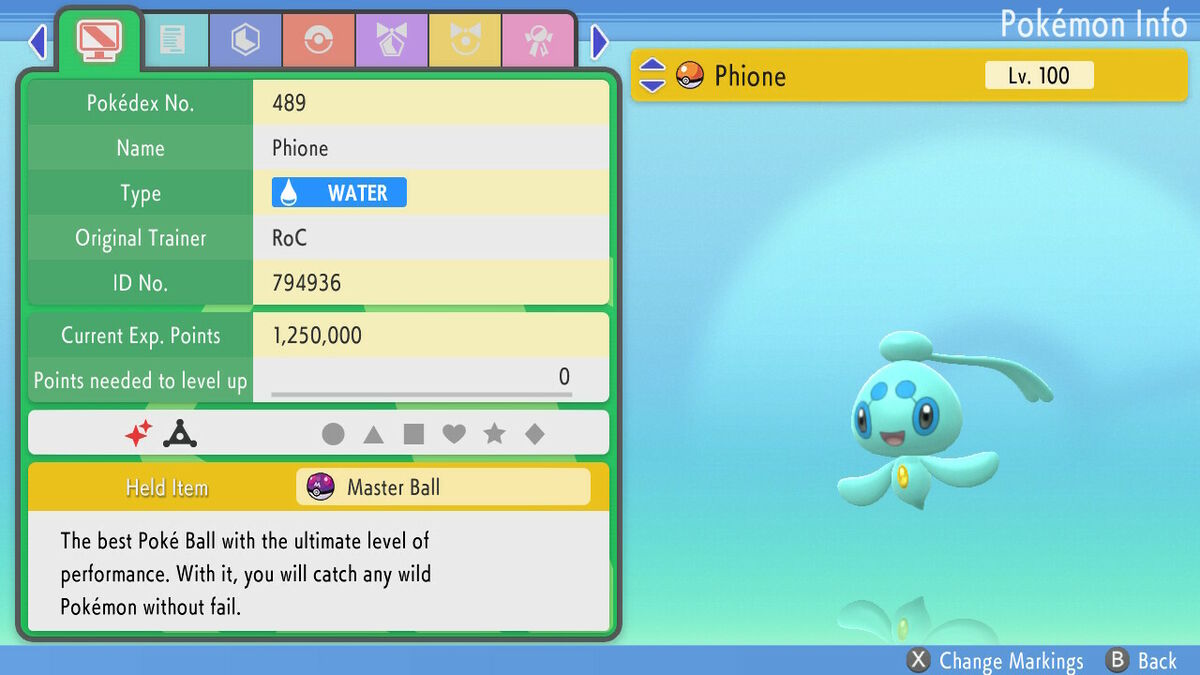 Pokemon SHINY PHIONE 6iv (Brilliant Diamond, Shining Pearl)