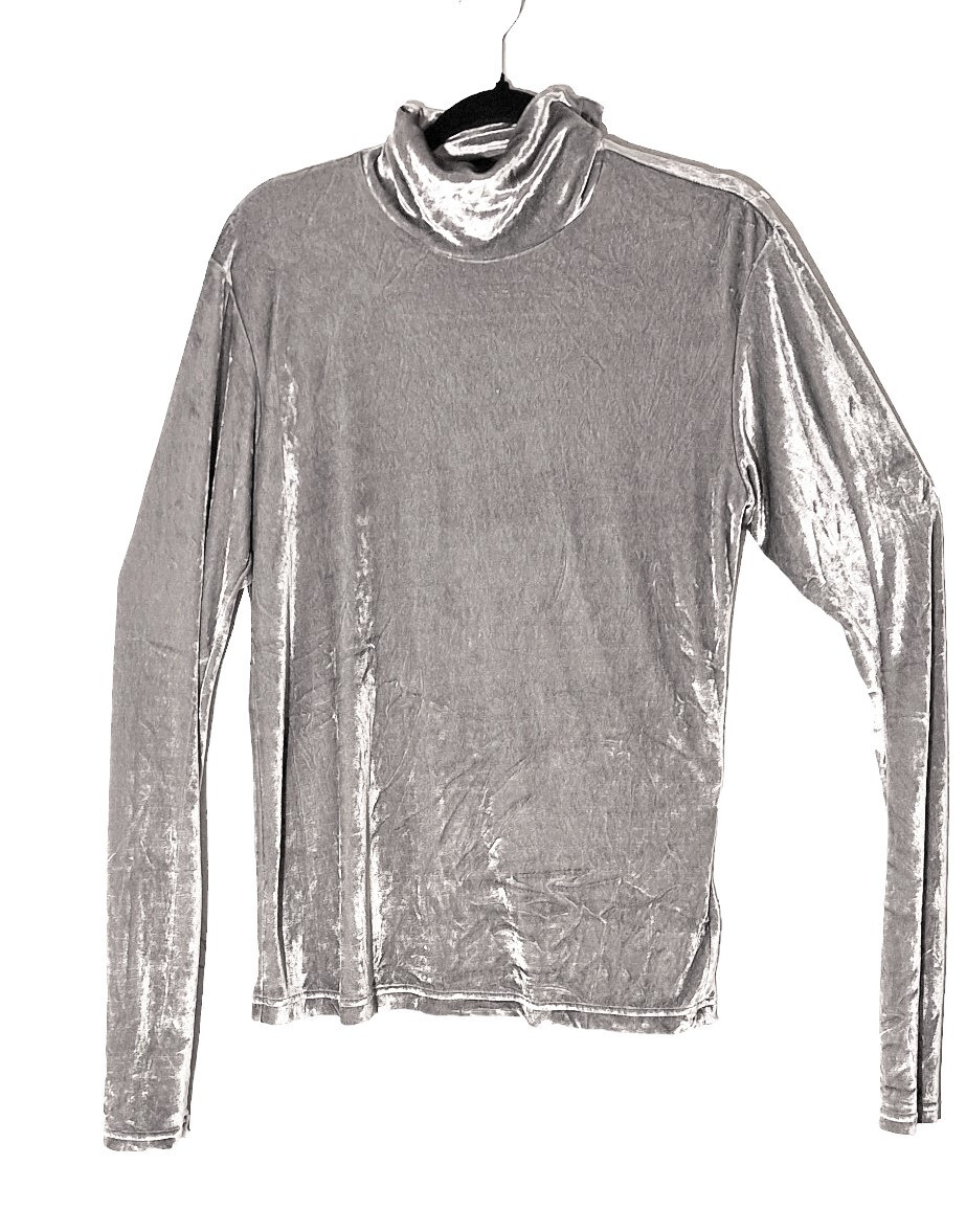 JOHN LAWRENCE SULLIVAN Shirt Turtleneck Silver Velvet Long JOHN LAWRENCE SULLIVAN Shirt Turtleneck Silver Velvet Long