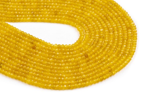 "Cuentas de jade amarillo de 3x2 mm grado AAA rondelle facetadas cuentas sueltas 13,5" - Imagen 2 de 3