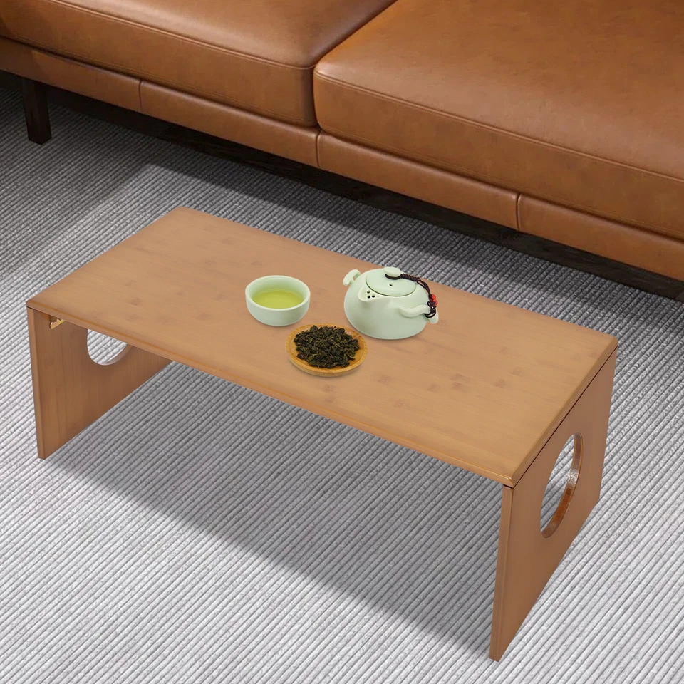 Folding Low Floor Coffee Table Foldable Portable For Sitting On The Floor Brown - Image 2 of 4