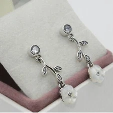 Brand New Genuine Pandora Luminous Floral Drop Dangle CZ Earrings 290699MOP