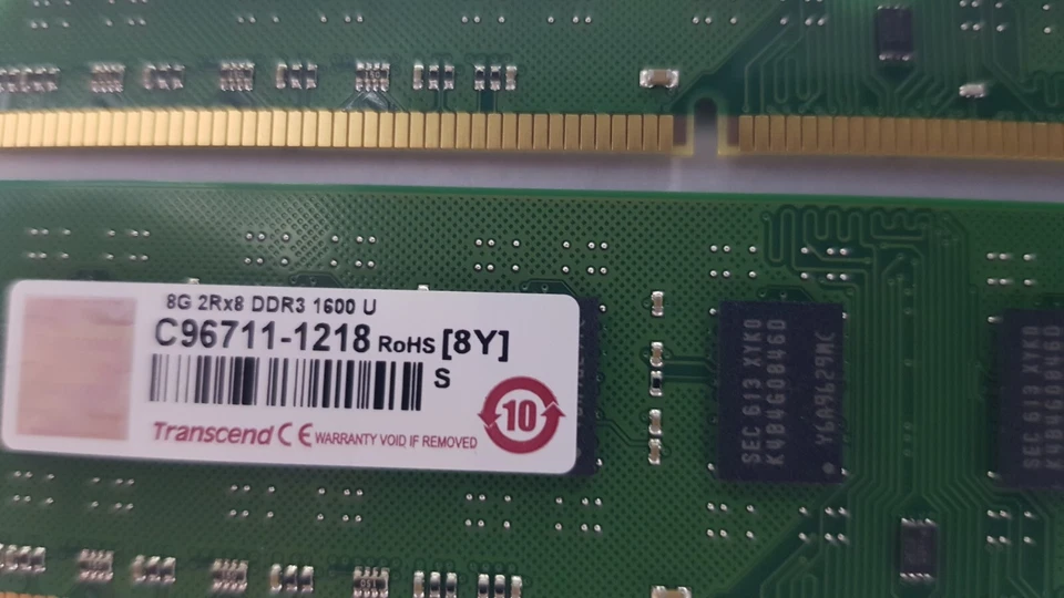 16GB Transcend DDR3 1600U 2R*8 RoHS ( 2 * 8GB Dimm ) - R2803-C - Image 2 of 2