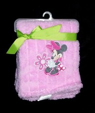 NEW Disney Baby Minnie Mouse Pink Flower Plush 30x40 Security Lovey