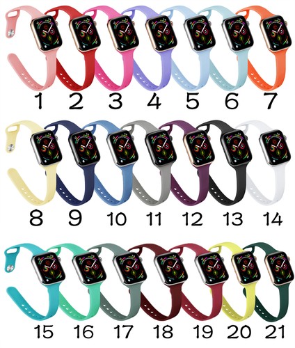 For Apple Watch iWatch Series 7 6 5 4 3 2 1 Silicone Rubber Soft Slim Strap Band - Foto 1 di 70