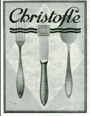 Alte Reklame Silberbesteck Christofle 1928 aus Zeitschrift