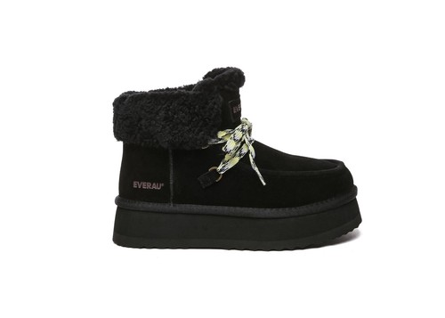 EVERAU® UGG Boots Women Australia Genuine Sheepskin Wool Platform Nonslip Honour - Picture 58 of 60