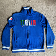 Puma Sweater Mens Medium Full Zip Mock Neck Activewear Gioca Per Vincere Blue