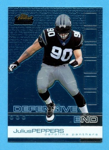 2002 TOPPS FINEST ROOKIE CARD # 77 JULIUS PEPPERS  RC CAROLINA PANTHERS MINT