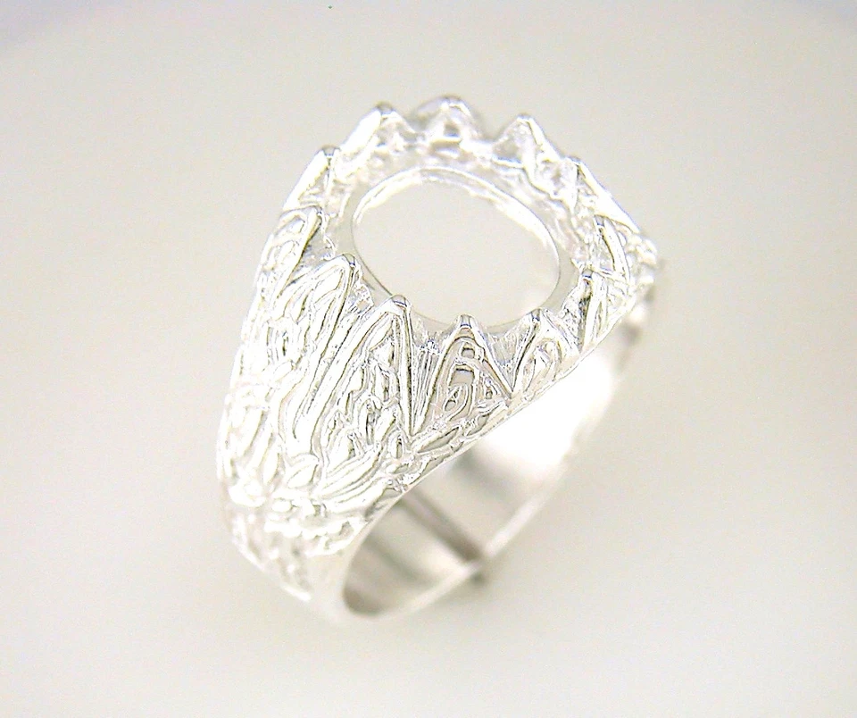 Mens Oval Cabochon Donello Ring Setting Sterling Silver - Image 2 of 3