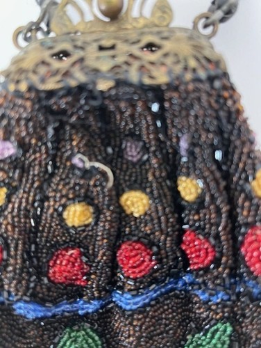Antique Beaded Purse, Colorful with Ornate Clasp and Handle - Picture 3 of 11