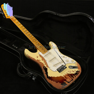 Custom Relic Finish Sunburst Electric Guitar Stratocaster