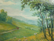 Antique oil painting landscape 