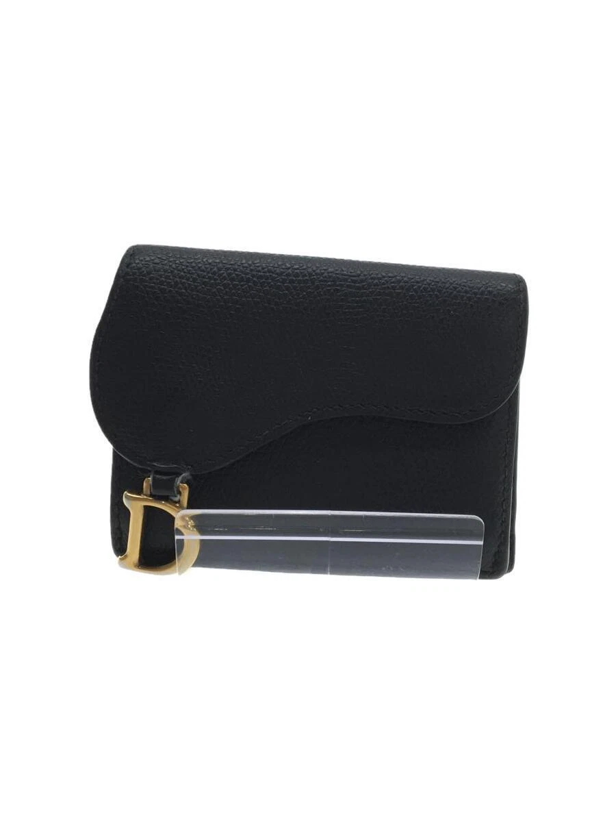Portefeuille Christian Dior triple pli cuir noir uni femme S5653CBAA